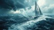 © Fotograf - Sailboat navigating through rough seas