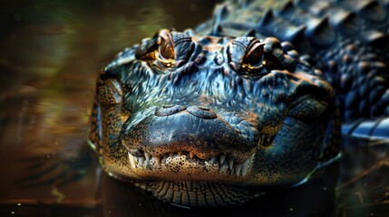Poster - Close-up shot of an alligator's head underwater