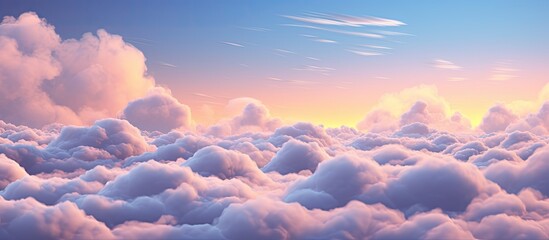 Leinwandbilder - Soft focus pastel-colored clouds create a dreamy backdrop with ample copy space image.