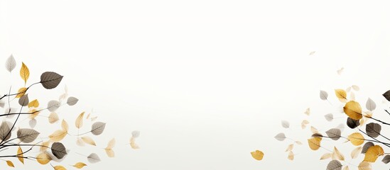 Poster - A serene scene featuring numerous tiny leaves against a clear white sky, creating a peaceful atmosphere perfect for adding text or other elements in the copy space image.