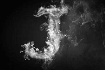 Aufkleber - Black and white image of smoke forming the letter J, suitable for use in abstract design or typography concepts