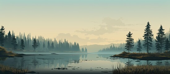 Aufkleber - Tranquil summer lake with copy space image