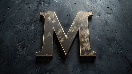 Poster - A single gold letter M on a black background
