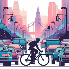 World Bicycle day with art illustration style