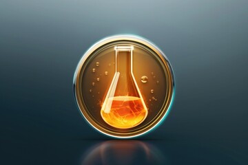 Poster - A clear glass flask filled with a transparent liquid