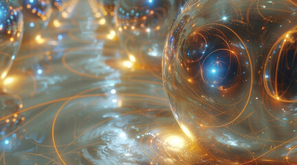 Aufkleber - Multidimensional quantum alchemy, realistic. Generative AI.