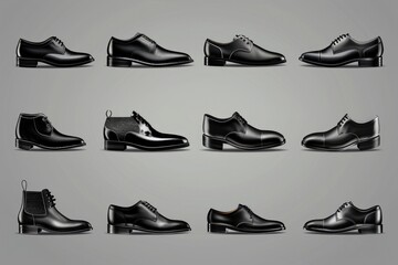 Poster - A collection of different footwear styles, including boots, sneakers, and dress shoes