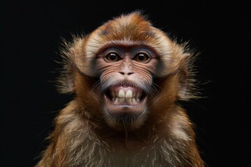 Poster - A close-up view of a monkey's open mouth, perfect for illustrating animal behavior or scientific concepts