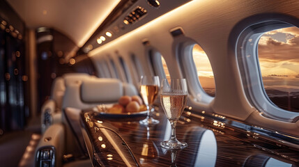 Poster - A Billionaire lifestyle focused on a private jet. Generative AI.