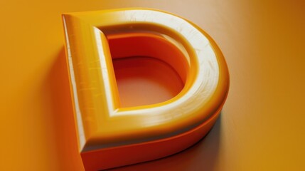 Wall Mural - A detailed shot of the letter 'd' sitting on an orange-colored surface