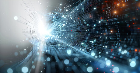 Fototapete - Digital background perfect for tech processes, neural networks, artificial intelligence, data transfer and encryption, digital archives, sound and graphic presentations, science. Generative AI.