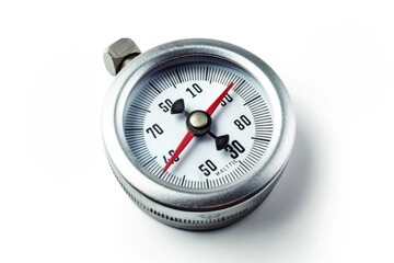 Poster - A close-up image of a compass on a white surface, useful for illustrating navigation concepts or adding texture to designs