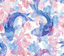Wall Mural - Whimsical Mermaid Pattern for Fantasy Designs Generative AI