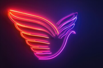 Wall Mural - A neon bird with colorful wings against a dark and mysterious backdrop
