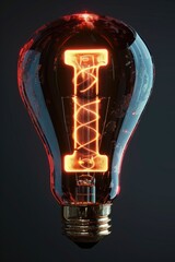 Poster - A glowing light bulb with a visible letter T symbol inside, useful for various illustrations and designs