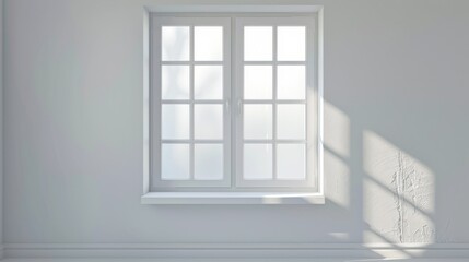Aufkleber - A window in a white room with a white wall, suitable for use as a neutral background or to represent simplicity and minimalism