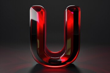 Poster - A simple design featuring a red glass 'u' shape on a black background, perfect for use in designs where a subtle pop of color is needed