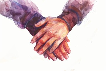 Canvas Print - Two human hands clasped together in a symbol of unity and friendship