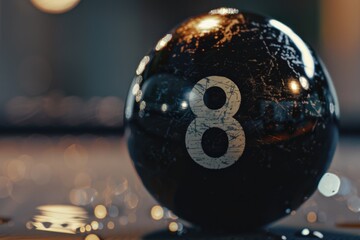 Poster - A single green pool ball with the number 8 displayed prominently