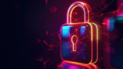 Aufkleber - A padlock and key lit up in the dark, highlighting security and access