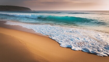 beautiful sandy beach and soft blue ocean wave