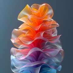 dynamic form elements transforming, responsive design, bright colors, 3d model
