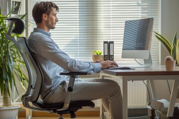 Poster - A person typing away on their computer at a desk