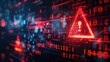 © Cosmic Edge - Abstract cybersecurity red alert warning padlock symbol with binary letters and numbers on a digital background, information security, data protection concept
