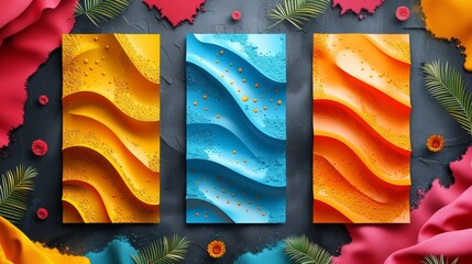 Instagram story background template with trendy geometric patterns, bright colors