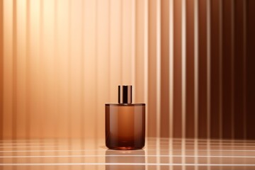 Brown Glass Perfume Bottle with Striped Background