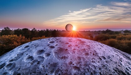 Wall Mural - mercury planet landscape sunset on mercury with sun corona 3d illustration