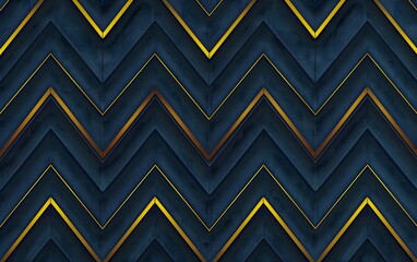 Wall Mural - Metallic Chevron Blue yellow pattern with dark background Pattern and Design Concept