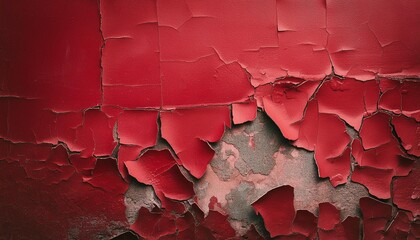 Wall Mural - grunge red wall with peeling paint abstract background