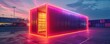 © Anurak - Neon-lit Shipping Container at Dusk