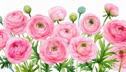 Sticker - pink watercolor ranunculus flowers