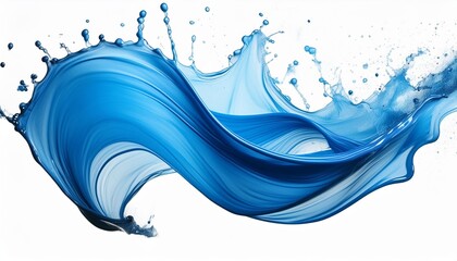 Wall Mural - blue paint brush strokes in watercolor isolated against transparent png