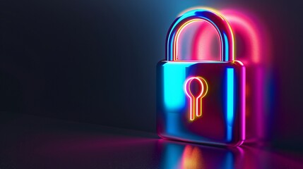 Poster - Neon padlock