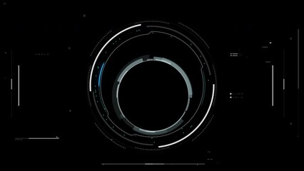 Poster - Universal Technology Line and frame Video overlay Futuristic HUD Head up display interface template with basic geometry line element. Video template widescreen aspect ratio