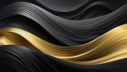 Wall Mural - black and gold abstract waves background