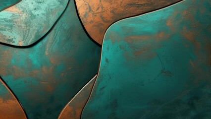 Wall Mural - Abstract shapes background teal and copper
