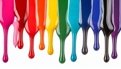 colorful paint dripping isolated on white rainbow colored paint dripping on white background