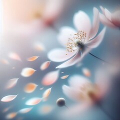 Wall Mural - a soft-focus artistic rendering of delicate flowers with a dreamy, bokeh light effect in the background, creating an ethereal and tranquil atmosphere