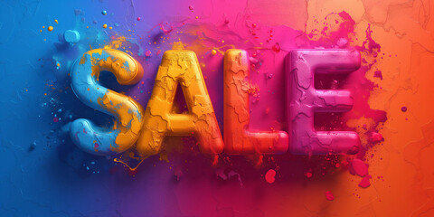 Poster - Sale concept banner design. 3D letters. Special offer poster. Discount advertising promotion horizontal layout. Digital artwork raster bitmap illustration. AI artwork.