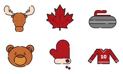 Canvas Print - Set of colored canada icons Vector