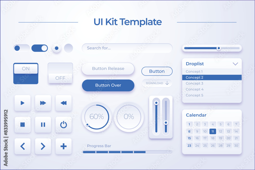 UI Kit Element Vector Template Premium Collection Stock Vector | Adobe ...