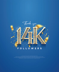 14k thank you followers, elegant design for social media post banner poster.