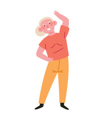 Poster - cute old woman making exercise