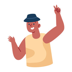 Sticker - smiling man wearing cap and waving