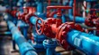 © MIKHAIL - Close Up of Red and Blue Industrial Pipework