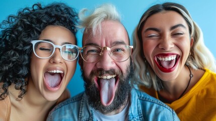 Poster - Three people are making funny faces for the camera, AI